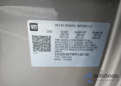 2023 Chevrolet Malibu Fwd 1Lt из США, поврежденный, VIN 1G1ZD5ST0PF140730